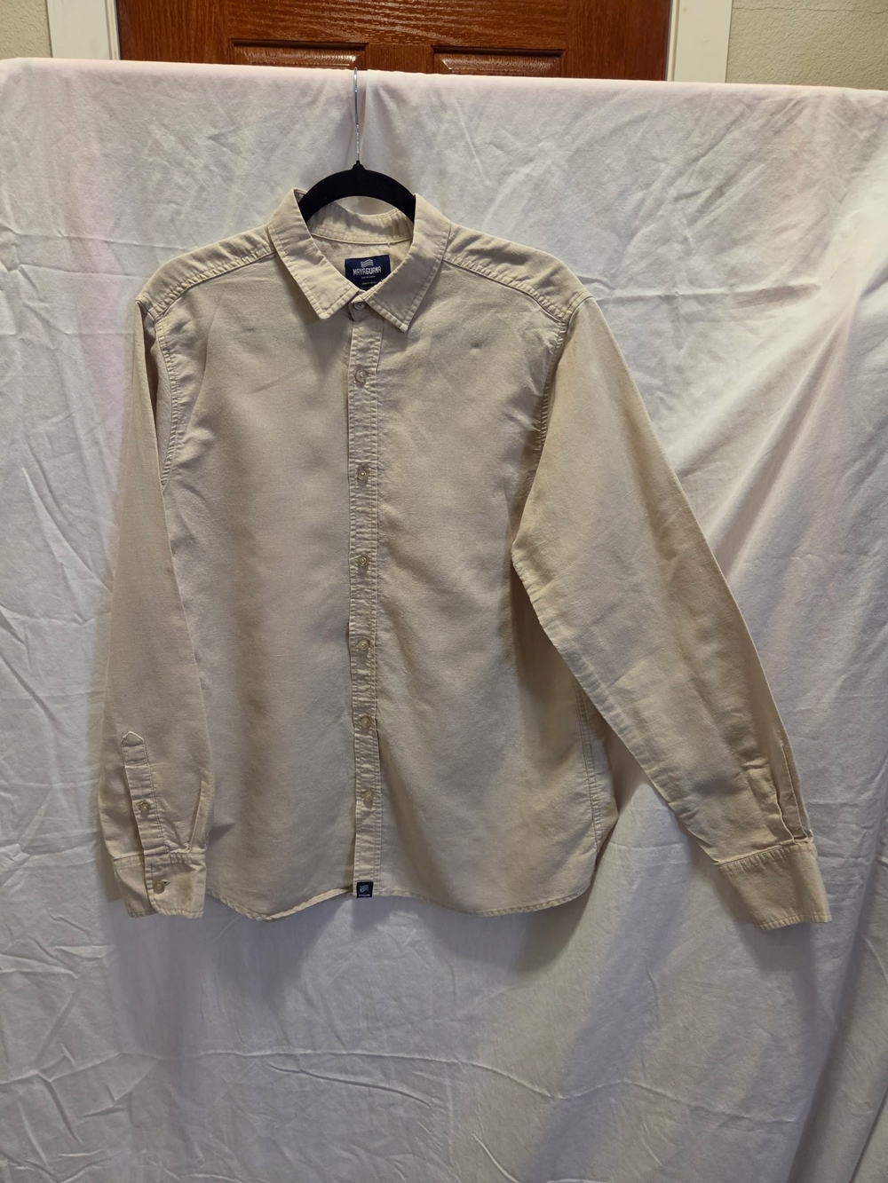 Button-Down Casual Shirt in Beige by Goodfellow & Co